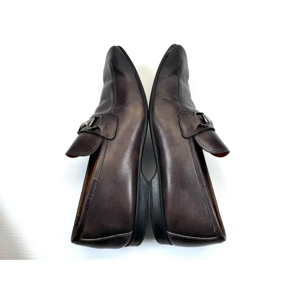 Magnanni Tazon Bit Loafer Dress Shoes Mens 10.5 Leather Square Toe Slip on Brown